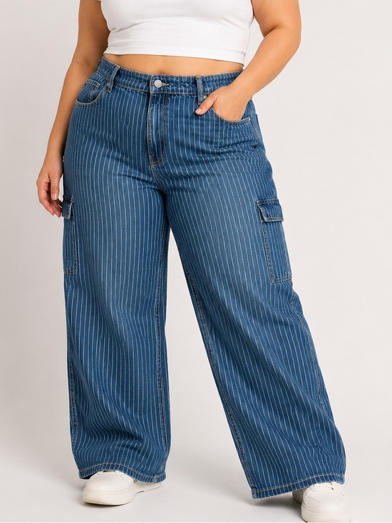 wild fable Denim - NWT wild fable Women’s Blue Pinstriped Wide-Leg Cargo Jeans